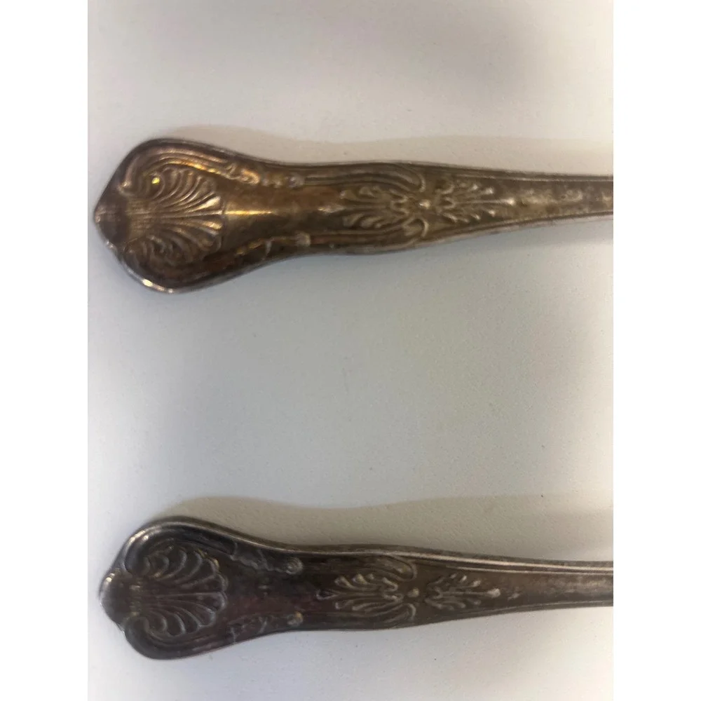 Vintage Leonard Silverplate Italy Salad Serving Set Embossed Fruit Shell Handle